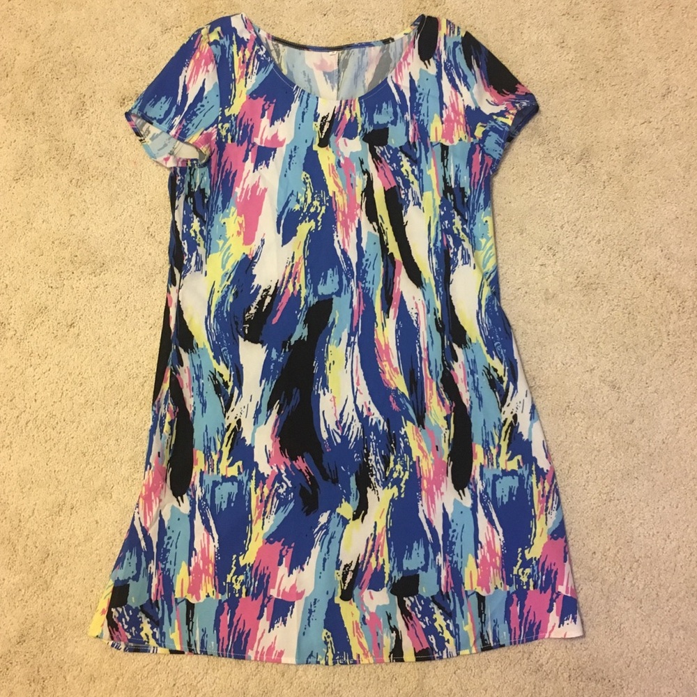 SHEIN Watercolor Tie-Dye Shift Dress